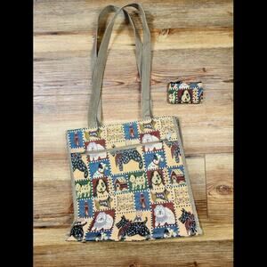 Vintage Dog Tapestry Purse with matching coin purse Grandma cottagecore twee